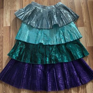 Delfi Collective Elegant Metallic Pleated Midi Skirt